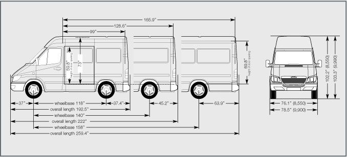 Sprinter Size Diagrams | Sprinter Van Outpost